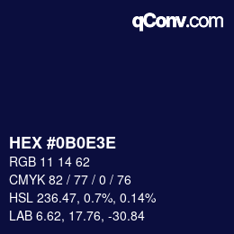 Color code: HEX #0B0E3E | qconv.com