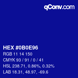 Color code: HEX #0B0E96 | qconv.com