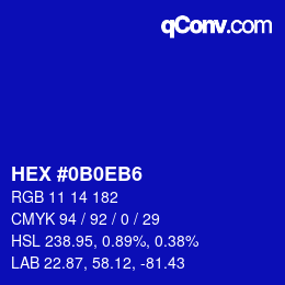Color code: HEX #0B0EB6 | qconv.com