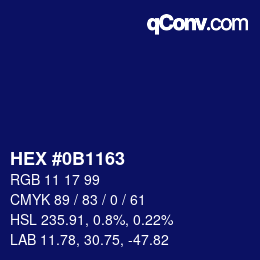 Color code: HEX #0B1163 | qconv.com