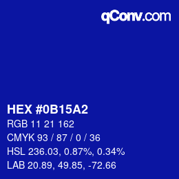 Código de color: HEX #0B15A2 | qconv.com