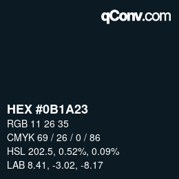 Color code: HEX #0B1A23 | qconv.com