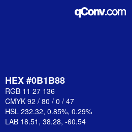 カラーコード: HEX #0B1B88 | qconv.com