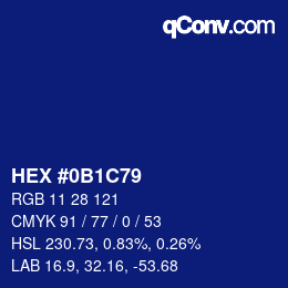 Color code: HEX #0B1C79 | qconv.com