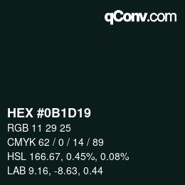 Color code: HEX #0B1D19 | qconv.com