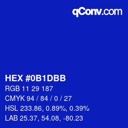 Color code: HEX #0B1DBB | qconv.com