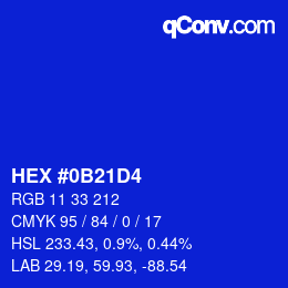 Color code: HEX #0B21D4 | qconv.com