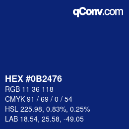 Color code: HEX #0B2476 | qconv.com