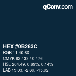 カラーコード: HEX #0B283C | qconv.com