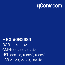 Color code: HEX #0B2984 | qconv.com