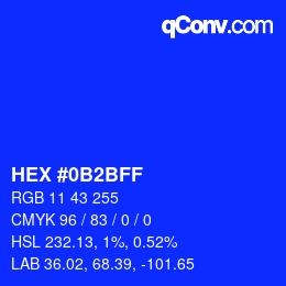 Color code: HEX #0B2BFF | qconv.com