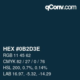 Color code: HEX #0B2D3E | qconv.com