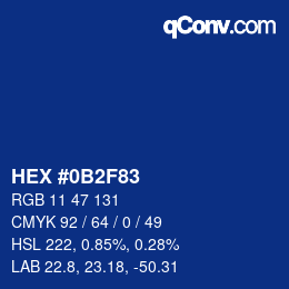 カラーコード: HEX #0B2F83 | qconv.com