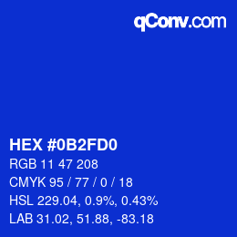 Color code: HEX #0B2FD0 | qconv.com