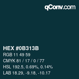 Color code: HEX #0B313B | qconv.com