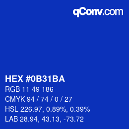 Farbcode: HEX #0B31BA | qconv.com