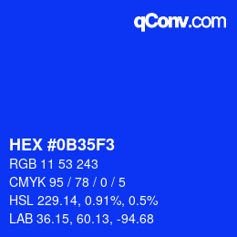 Color code: HEX #0B35F3 | qconv.com