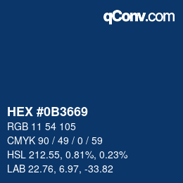 カラーコード: HEX #0B3669 | qconv.com