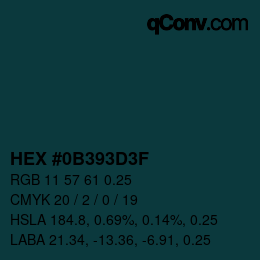 Color code: HEX #0B393D3F | qconv.com