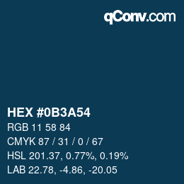 Farbcode: HEX #0B3A54 | qconv.com