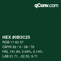 Color code: HEX #0B3C25 | qconv.com