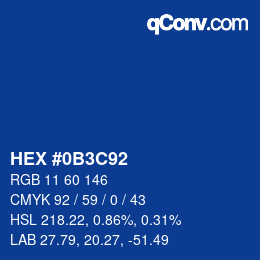 Color code: HEX #0B3C92 | qconv.com