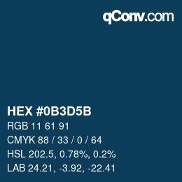 Farbcode: HEX #0B3D5B | qconv.com