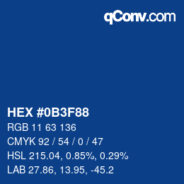 カラーコード: HEX #0B3F88 | qconv.com