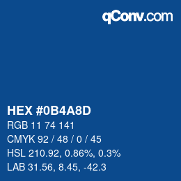 カラーコード: HEX #0B4A8D | qconv.com