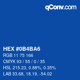 カラーコード: HEX #0B4BA6 | qconv.com