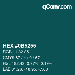 Farbcode: HEX #0B5255 | qconv.com