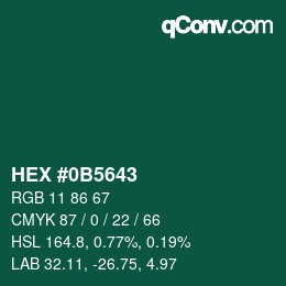 Color code: HEX #0B5643 | qconv.com