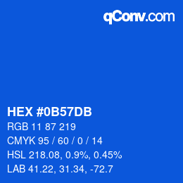 颜色代码: HEX #0B57DB | qconv.com