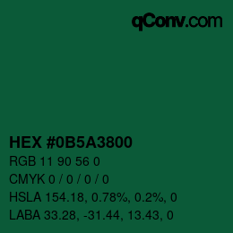 Color code: HEX #0B5A3800 | qconv.com