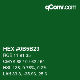Farbcode: HEX #0B5B23 | qconv.com