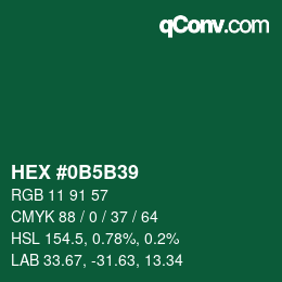 Farbcode: HEX #0B5B39 | qconv.com