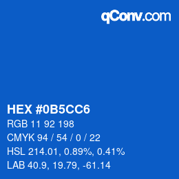 カラーコード: HEX #0B5CC6 | qconv.com