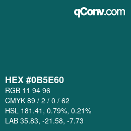 Color code: HEX #0B5E60 | qconv.com