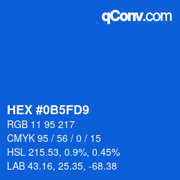 カラーコード: HEX #0B5FD9 | qconv.com