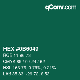 Color code: HEX #0B6049 | qconv.com