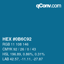 Color code: HEX #0B6C92 | qconv.com