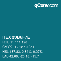 Color code: HEX #0B6F7E | qconv.com