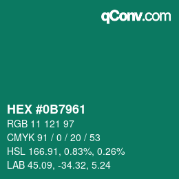 Color code: HEX #0B7961 | qconv.com