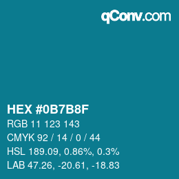 Color code: HEX #0B7B8F | qconv.com