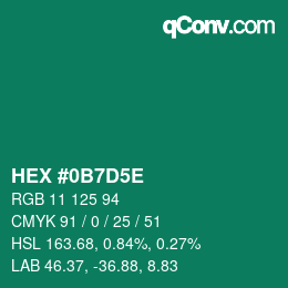 Color code: HEX #0B7D5E | qconv.com