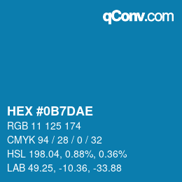 Color code: HEX #0B7DAE | qconv.com