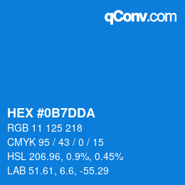 カラーコード: HEX #0B7DDA | qconv.com