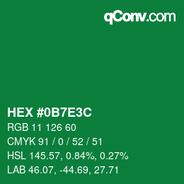 Color code: HEX #0B7E3C | qconv.com