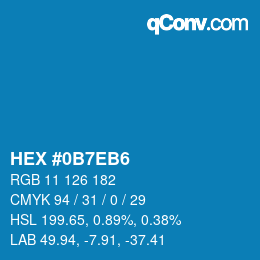 Color code: HEX #0B7EB6 | qconv.com