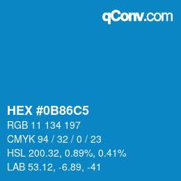 Color code: HEX #0B86C5 | qconv.com